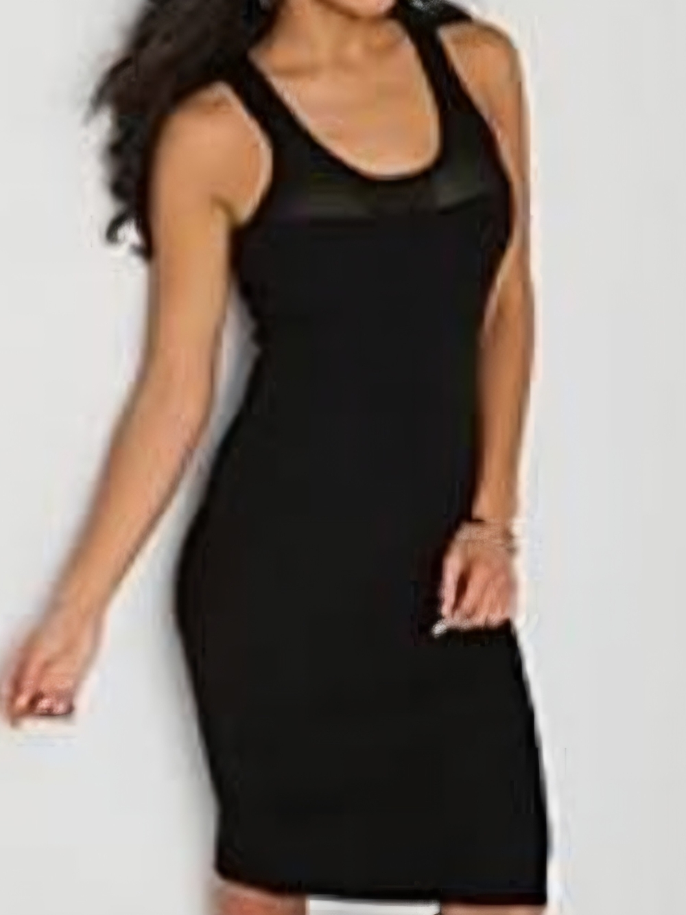 BOLD elements Black Mesh Yoke Tank Sheath Dress - Women